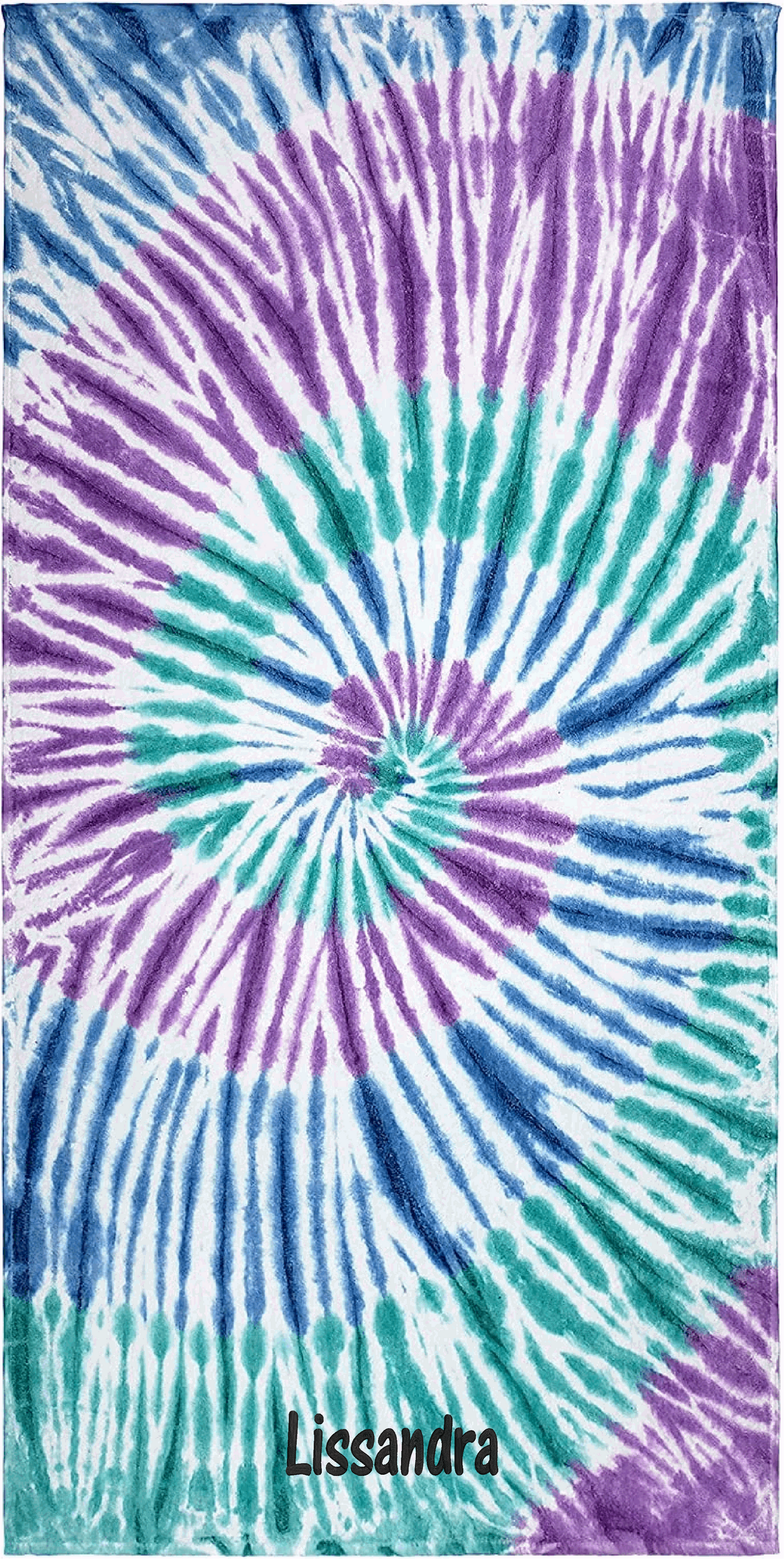 Kaufman Personalized Authentic Tie Dye Beach Towel, Pool Towel Size 30"x 60".