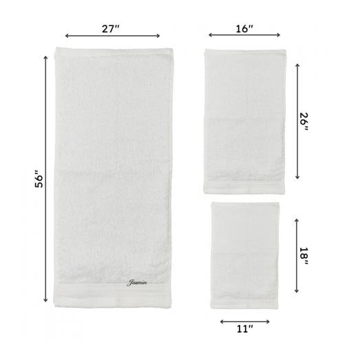 Kaufman - Personalized Luxury Hotel Quality Towels Embroidered (Bath Towel, Hand Towel, & Washcloth) White Towel Set with Monogrammed Letter 100% Cotton for Bathroom, Spa.