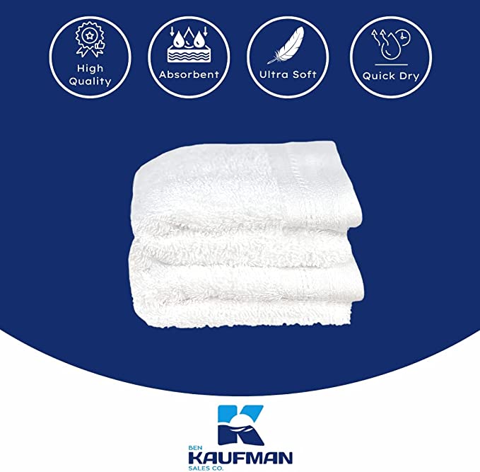 Kaufman - Hotel Quality, Optic White 100% Ring Spun Cotton, Towels 2-PK Fingertip 11x18