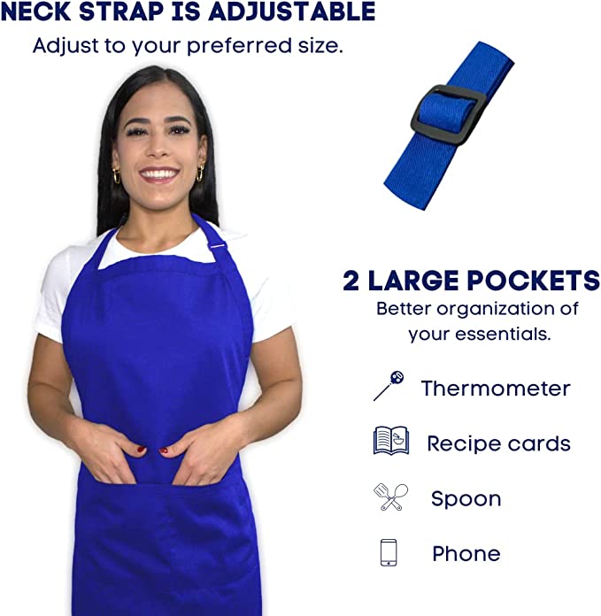 Kaufman - Embroidered Custom Apron, Personalized with Name or Monogram, Adjustable Bib, Kitchen Apron with Two Front Pockets. Great Gift Idea (Navy)
