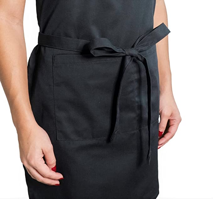 Kaufman - Set of Two Embroidered Custom Apron, Personalized with Name or Monogram, Adjustable Bib, Kitchen Apron with Two Front Pockets (Black )
