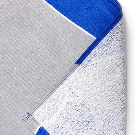 Kaufman - Personalized Printed Beach Towel 100% Absorbent Cotton, 30'' x 60'', Custom Embroidered Name (Shark Bite)