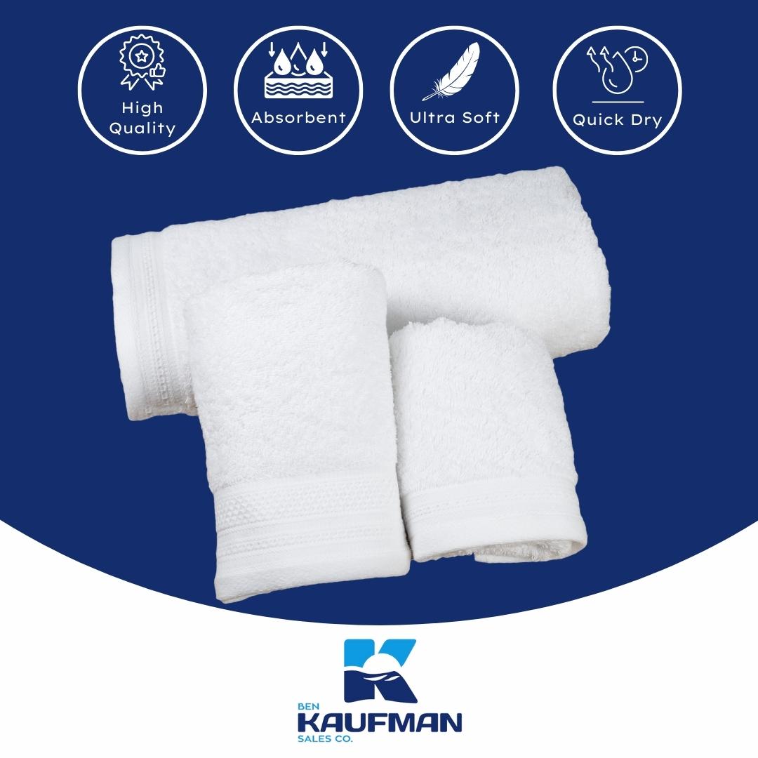 Kaufman - Personalized Luxury Hotel Quality Towels Embroidered (Bath Towel, Hand Towel, & Washcloth) White Towel Set with Monogrammed Letter 100% Cotton for Bathroom, Spa.