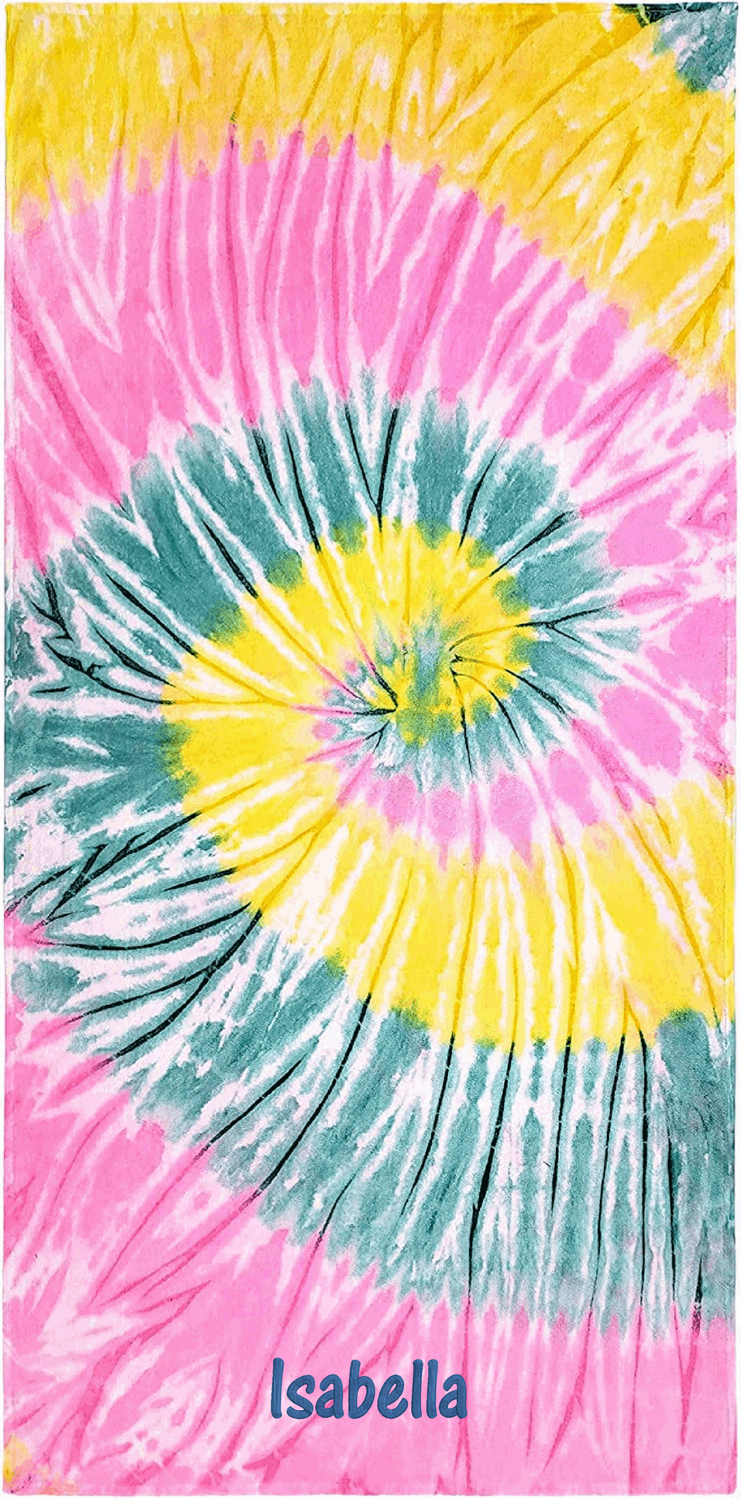 Kaufman Personalized Authentic Tie Dye Beach Towel, Pool Towel Size 30"x 60".