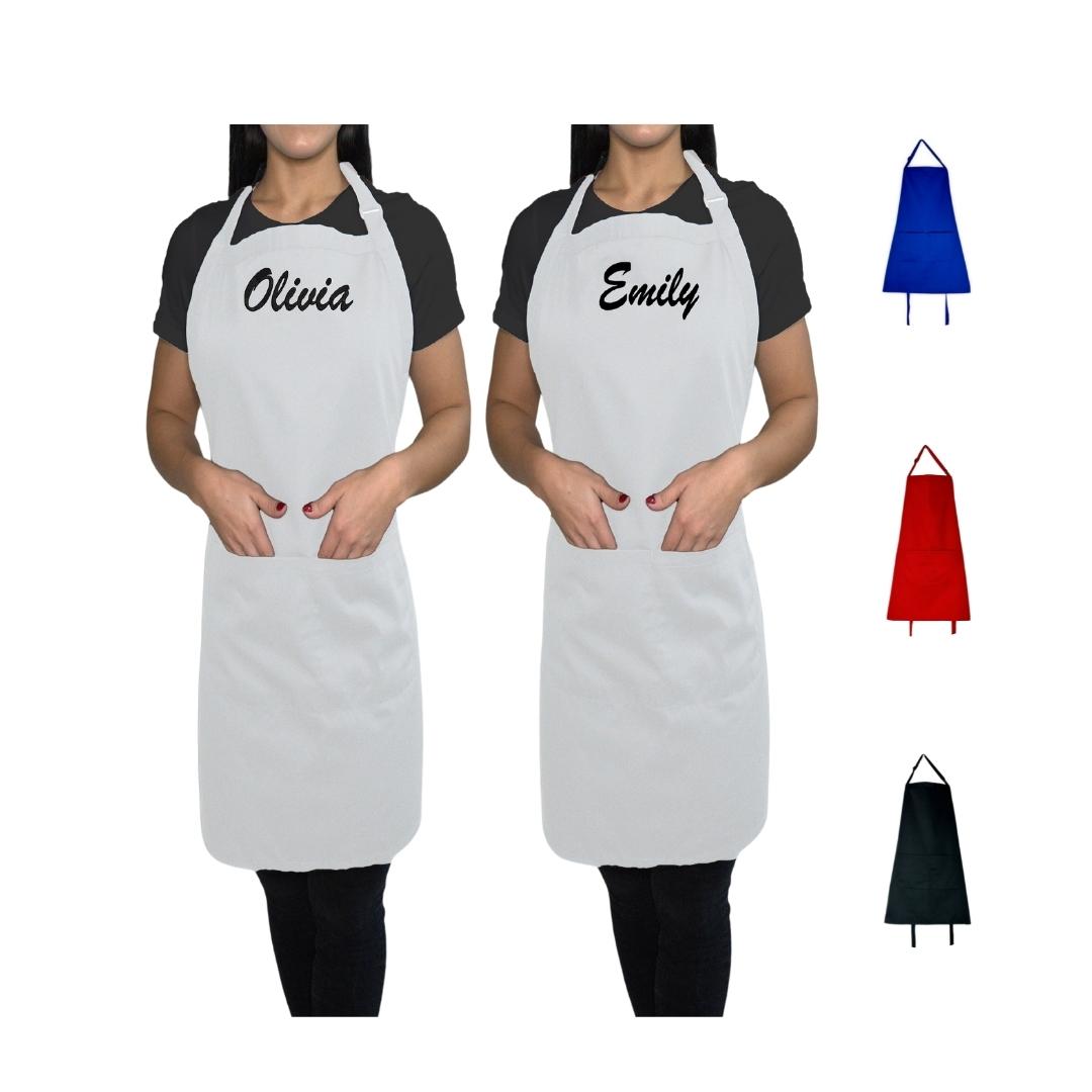 Kaufman - Set of 2 Embroidered Custom Apron, Personalized with Name or Monogram, Adjustable Bib, Kitchen Apron with Two Front Pockets. Great Gift Idea