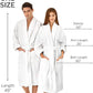 Kaufman - 4 PCS Bathrobes Set Luxurious Embroidered Elegant SPA Robes Velour 100% Cotton Shawl Robes With Towels 30''x58''