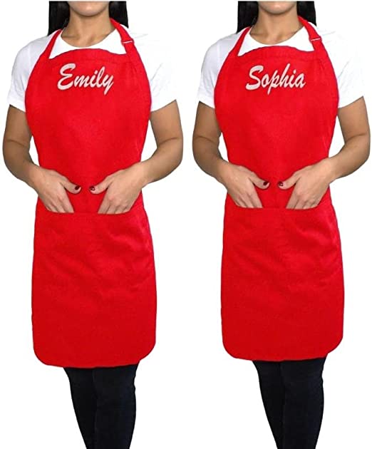 Kaufman - Set of 2 Embroidered Custom Apron, Personalized with Name or Monogram, Adjustable Bib, Kitchen Apron with Two Front Pockets. Great Gift Idea