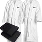 Kaufman - 4 PCS Bathrobes Set Luxurious Embroidered Elegant SPA Robes Velour 100% Cotton Shawl Robes With Towels 30''x58''