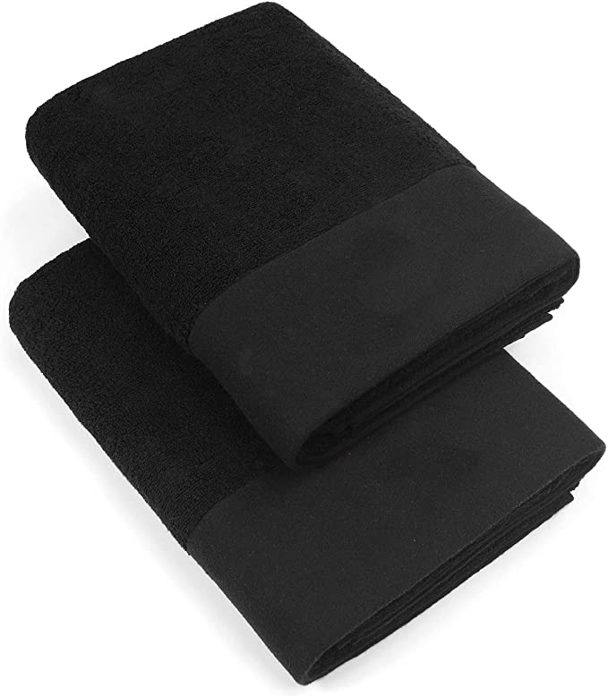 Kaufman - 4 PCS Bathrobes Set Luxurious Embroidered Elegant SPA Robes Velour 100% Cotton Shawl Robes With Towels 30''x58''