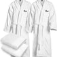 Kaufman - 4 PCS Bathrobes Set Luxurious Embroidered Elegant SPA Robes Velour 100% Cotton Shawl Robes With Towels 30''x58''