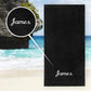 Kaufman - Personalized Velour Beach and Pool Towel 100% Cotton 30in X 60in Embroidered (Black)
