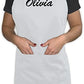 Kaufman - Embroidered Custom Apron, Personalized with Name or Monogram, Adjustable Bib, Kitchen Apron with Two Front Pockets. Great Gift Idea (White)