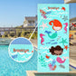 Kaufman - Personalized Printed Beach Towel 100% Absorbent Cotton, 30'' x 60'', Custom Embroidered Name (Mermaid)