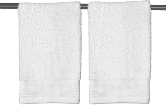 Kaufman - Hotel Quality, Optic White 100% Ring Spun Cotton, Towels 2-PK Fingertip 11x18