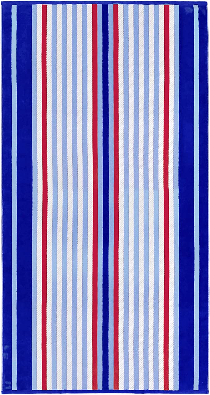 Kaufman - Personalized Oversized, 35" X 70", Solid Color, Velour Super Soft, Beach and Pool Towel, Easy Care, Extra Large, 100% USA Cotton, Embroidered Name (Blue)