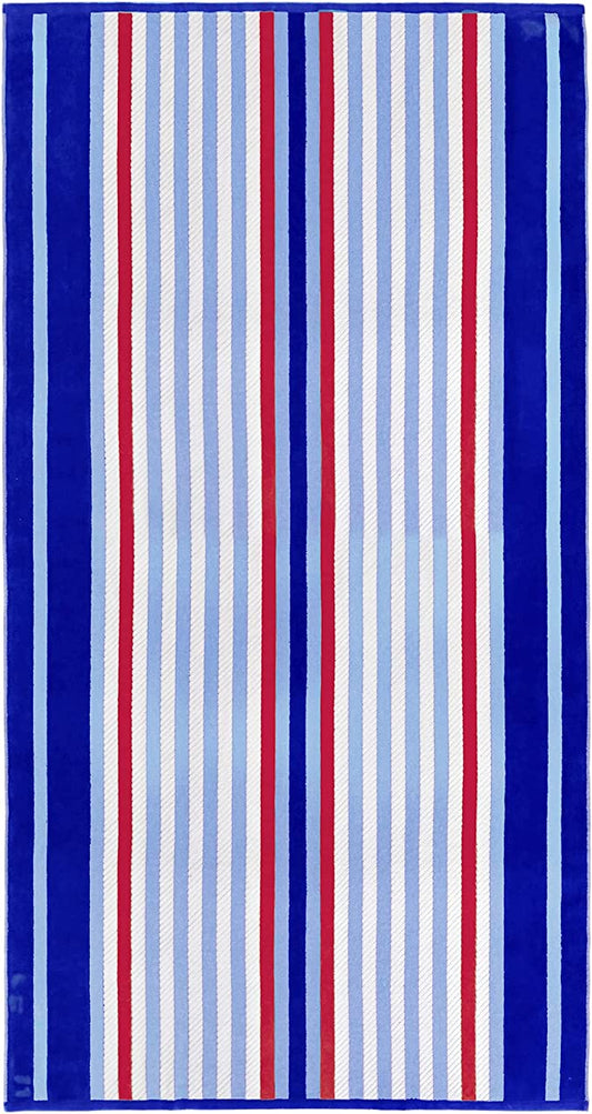 Kaufman - Personalized Oversized, 35" X 70", Solid Color, Velour Super Soft, Beach and Pool Towel, Easy Care, Extra Large, 100% USA Cotton, Embroidered Name (Blue)