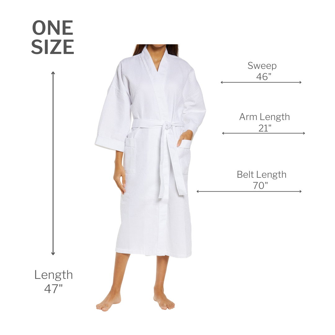 Kaufman - 2 Pack Luxury Bathrobe Personalized Waffle Kimono Bathrobes Unisex Embroidered 100% Cotton, Men Women Soft White Robe (Initial)