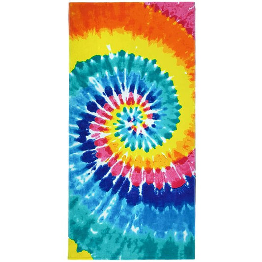 Kaufman - Personalized Printed Beach Towel 100% Absorbent Cotton, 30'' x 60'', Custom Embroidered Name (Tie Dye)